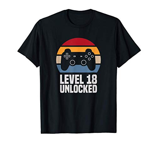 Level 18 Unlocked 18º Cumpleaños 18 Años Videojuego Camiseta