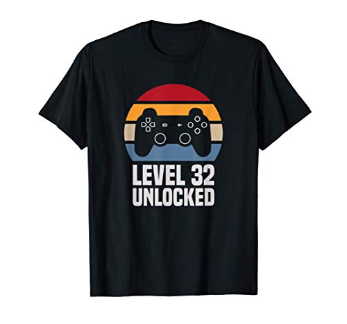 Level 32 Unlocked 32º Cumpleaños 32 Años Videojuego Camiseta