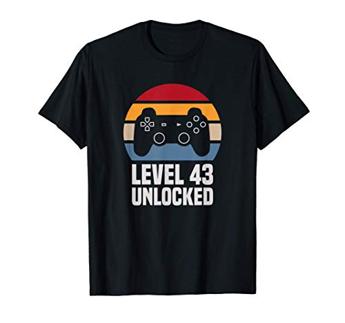 Level 43 Unlocked 43º Cumpleaños 43 Años Videojuego Camiseta