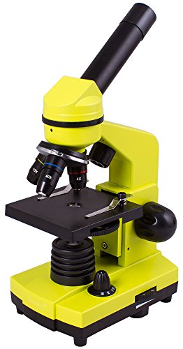 Levenhuk Microscopio Portátil Rainbow 2L Lime/Lima para Niños, con Kit de Experimentos, Iluminación Superior e Inferior por LED para Observar Toda Clase de Muestras
