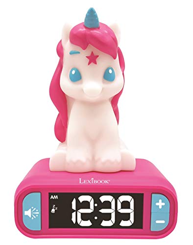 Lexibook Reloj Despertador del Unicornio, Pantalla LCD Digital y luz de Noche integrada, quitamiedos niña-RL800UNI, color rosa (RL800UNI) , color/modelo surtido