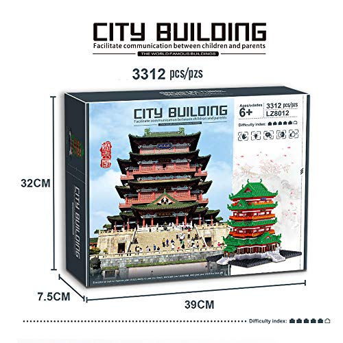 LGOO1 Serie de bloques de construcción de estilo chino, juego de bloques de construcción de pabellón Tengwang, micro-diamante, partículas pequeñas, colección de rompecabezas, juguete, modelo de constr