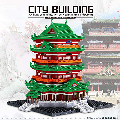 LGOO1 Serie de bloques de construcción de estilo chino, juego de bloques de construcción de pabellón Tengwang, micro-diamante, partículas pequeñas, colección de rompecabezas, juguete, modelo de constr