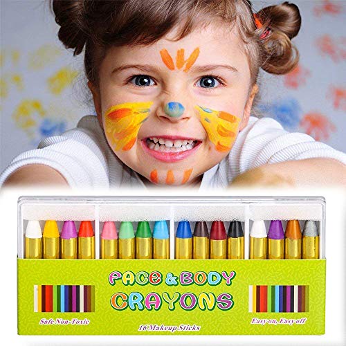 LHKJ 16 Colores Pintura Facial y Corporal para niños, Seguros y no tóxicos Pinturas Cara para Halloween, Fiestas, Navidad, Cosplay ect