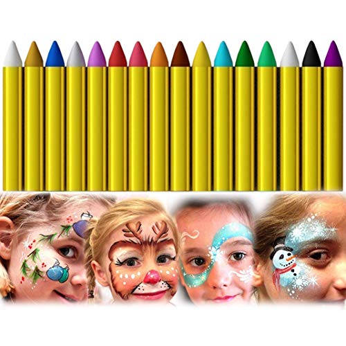 LHKJ 16 Colores Pintura Facial y Corporal para niños, Seguros y no tóxicos Pinturas Cara para Halloween, Fiestas, Navidad, Cosplay ect