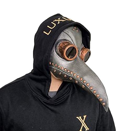 Lifreer - Máscara de doctor de peste de nariz larga para pájaros, steampunk, disfraz de Halloween con un par de guantes