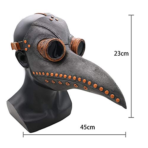 Lifreer - Máscara de doctor de peste de nariz larga para pájaros, steampunk, disfraz de Halloween con un par de guantes