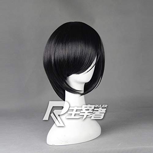 LJYNB Juego Touken Ranbu Online Yagen Toushirou Cosplay pelucas cortas negras pelo sintético resistente al calor Peruca Anime disfraz peluca