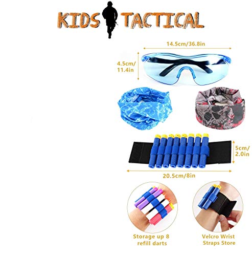 Locisne 2 Kit Chaleco táctico niños Paquetes para Nerf Toy Gun N-Strike Elite Series(con 100 Dardos de Espuma+2 Gafas+2 máscara+2 Clip de Recarga rápida+2 Pulsera+2 dardo Bolsa+2 Funda)