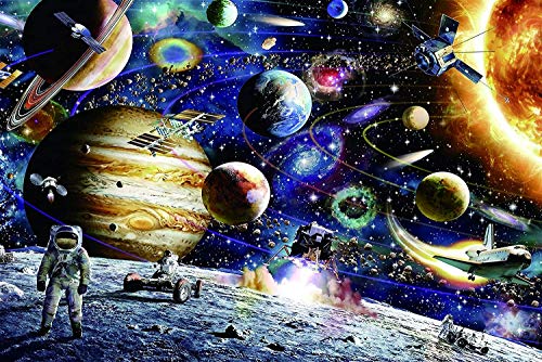 Los seres humanos del sistema solar inician sesión en la luna - Rompecabezas 500 piezas para niños Juguetes de entretenimiento de madera Rompecabezas