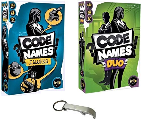 Lote de 2 juegos de código Names: CodeNames Images + CodeNames Duo + 1 abridor de botellas Blumie.