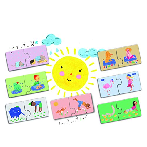 Lúdilo Puzzle ninos Cartas, juguemos a Hacer Familia, Juego Yoga para niños, Color Azul YF-006