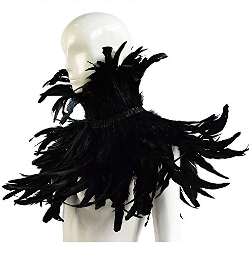 L'VOW Gótico Victoriano Mantón de las plumas Chales Cabo Estolas Con Collar Decoración Para Partido de Halloween (Tipo E)