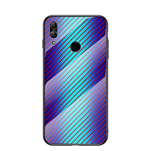 MadBee Funda para Huawei Honor 10 Lite [con Protector de Pantalla],9H Cristal Templado [Patrón de Fibra] [Resistente a los Arañazos] + Borde de TPU Silicona Suave Fundas Case Cover (Azul)