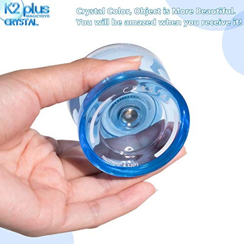 MAGICYOYO K2 Plus Crystal Sensible Yoyo para niños, yoyo para Principiantes, proposito Doble, con Rodamiento KK para intermedios avanzados, removedor de cojinetes, Bolsa, 5 Cuerdas de yoyo (Azul)