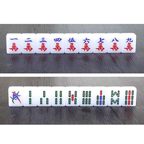 Mah Jong Mahjong Azulejos Hogar De La Mano del Frotamiento Tejas De Mahjong Partido De Ajedrez Y Juegos De Cartas Tejas De Mahjong Sedosa 144 Tarjetas Caja De Madera (Color : Blanco, Size : 40#)