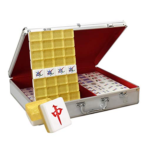 Mah Jong Mahjong Mahjong Hogar Marca De Gama Alta Dan Jugar Mahjong Tarjeta De Juego Mahjong Ajedrez 144 Hojas ( Color : Gold , Size : 37# )