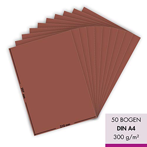 MarpaJansen Cartulina fotográfica (DIN A4, 50 hojas, 300 g/m²), para manualidades y diseñar, certificación por "Blauer Engel", color marrón chocolate