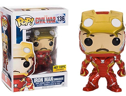 Marvel: Captain America 3 Civil War - Iron Man Unmasked #136 (Hot Topic Exclusive) Funko Pop! Vinyl Figure (Includes Compatible Pop Box Protector Case)