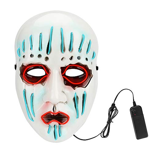 Máscara LED Halloween, Achort Máscara Disfraz Luminosa Craneo Esqueleto, Máscaras Halloween de Terror para Navidad Halloween Cosplay Grimace Festival Fiesta Show, Funciona con Baterías (no Incluidas)