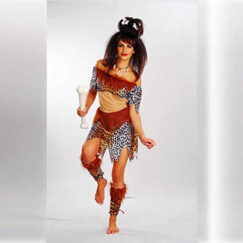 Matissa Caverna mujer cueva niña cueva niño cueva disfraz de Halloween disfraz de fiesta (cueva mujer piel de leopardo)