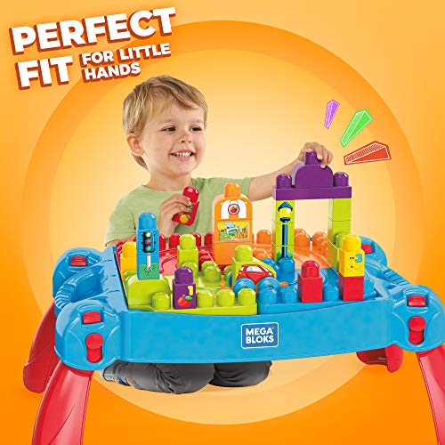 Mega Bloks mesa construye y aprende color azul bloques de construcción de juguete para bebé +1 año (Mattel FGV05)