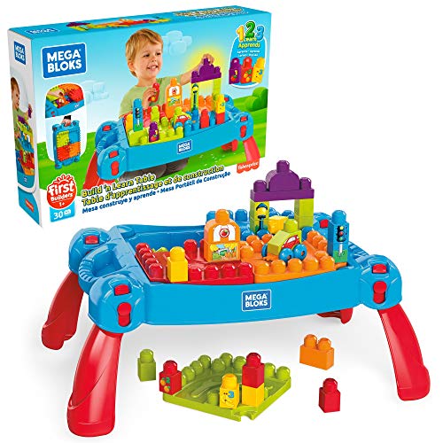 Mega Bloks mesa construye y aprende color azul bloques de construcción de juguete para bebé +1 año (Mattel FGV05)