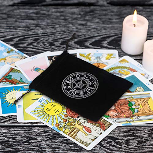 MEYANG Tarot Pockets Card Bag, Velvet Pentagram Tarot Card Bag, Mini Paquete con Cordón Bolsa De Almacenamiento, Mysterious Black Magic Adivination Tarot Card Storage Bag