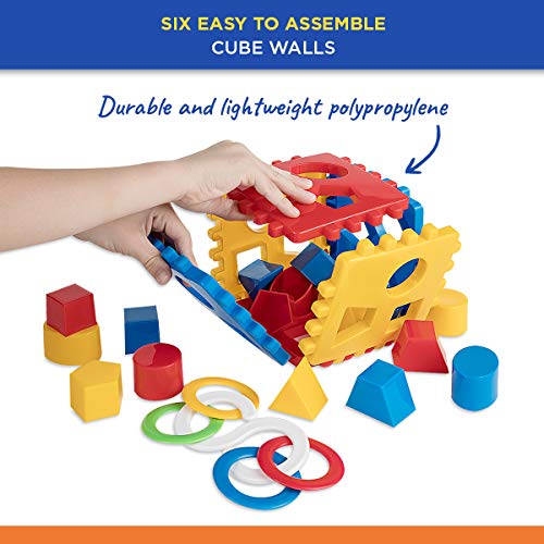 Mimtom Cubo de Actividades niños de 1-3 años | 18 Bloques para Encajar Formas y sonajero | Juguete de Aprendizaje Desmontable Color Rojo, Azul y Amarillo