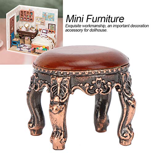 Mini taburete decorativo de bricolaje para casa de muñecas, accesorios vívidos para casa de muñecas, amantes de los adultos, amantes de las manualidades en miniatura(American round stool)