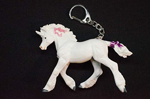 Miniblings llaveros Unicornio Caballo Pony Animales de Cuento de Hadas Blanco Lazo Rosa
