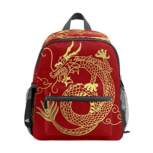 Mochila infantil para niños de 1 a 6 años de edad, mochila perfecta para niños y niñas de la leyenda del dragón chino dorado