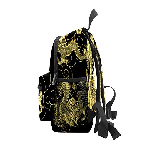 Mochila infantil para niños de 1 a 6 años de edad, mochila perfecta para niños y niñas, leyendas chinas, dragón dorado y negro