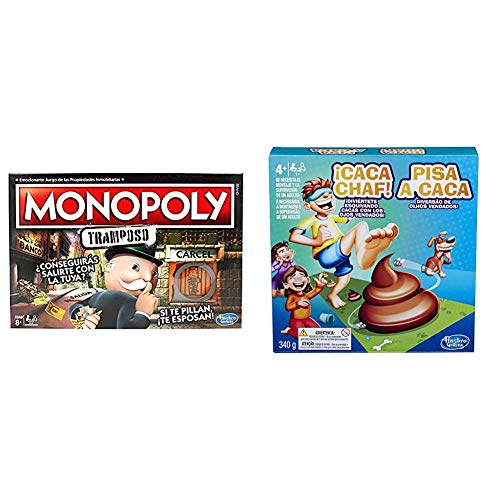 Monopoly- Tramposo (Versión Española) (Hasbro E1871105) + Hasbro Gaming - Juego Infantil Caca Chaf! (Hasbro E2489175)
