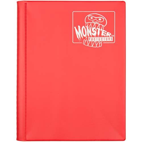 Monster Binder - 4 Pocket Trading Card Album - Matte Red (Anti-theft Pockets Hold 160+ Yugioh, Pokemon, Magic the Gathering Cards)