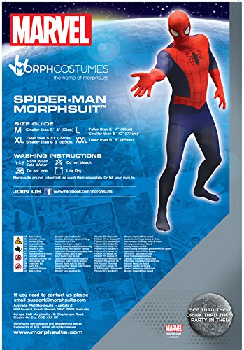 Morphsuits 'Spider-Man' - Disfaz Oficial, color Azul/ Rojo, talla L/5'4"-5'10" (161 - 177 cm) , color/modelo surtido