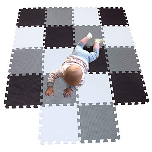 MQIAOHAM juego de enclavamiento juego de bebé tapetes para niños tapetes para niños foammats playmats estera del rompecabezas bebé 18 piezas niños tapete tapete tapete blanco negro gris 101104112