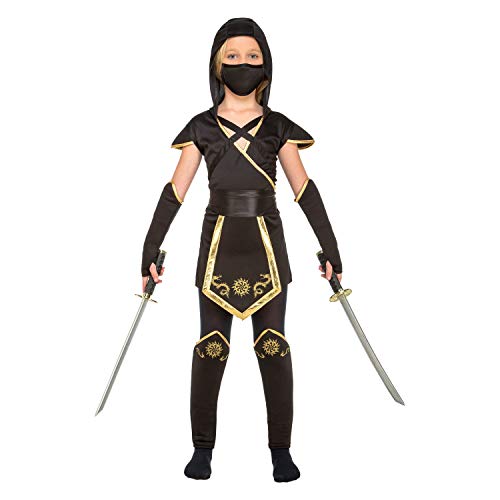 My Other Me Me-204891 Disfraz de ninja para niña, color negro, 5-6 años (Viving Costumes 204891)