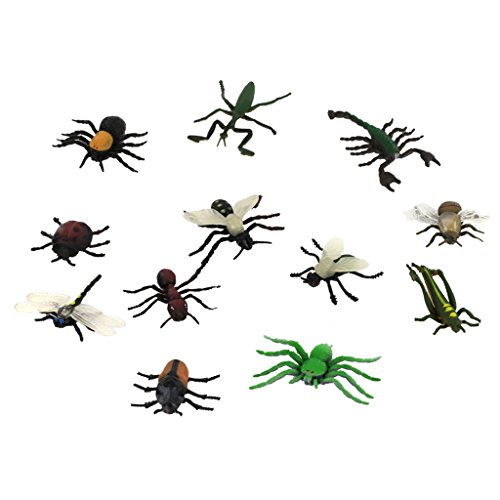 #N/A/a Figuras de Colección de Modelos de Animales de Insectos de Plástico Duro Realistas, Juego de 12