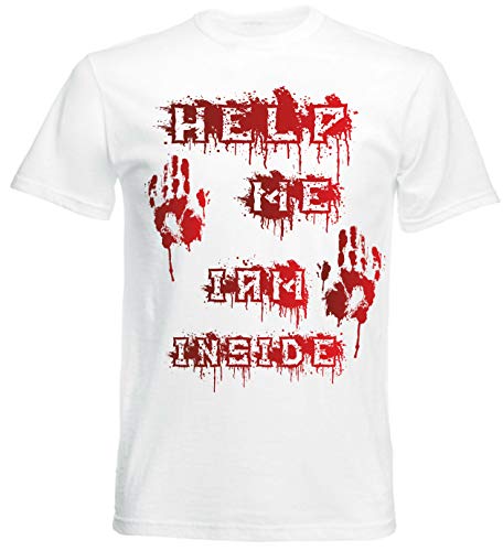 nationshirt Camiseta Help Me I am Inside Horror Zombie Blush Carnaval Halloween x56W Blanco M