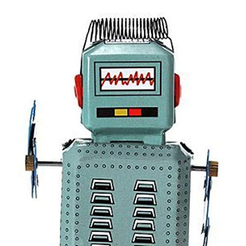 Ndier divertido creativo mecánicos del robot juguetes antiguos de relojería cuerda a un juguete Tin Toy Walking Robot Radar Con Clave Azul