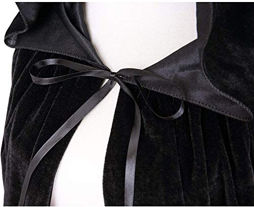 Negro Largo Capa con Capucha Terciopelo Disfraz para Halloween Disfraces de capa de Navidad 150cm