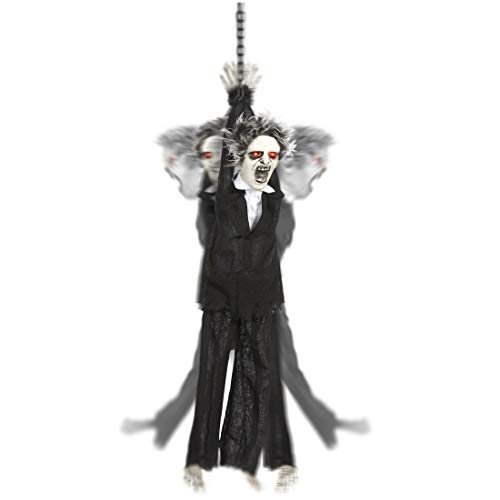 NET TOYS Decoración para Halloween Zombi con Ruido Incluido | Gris-Negro | Escalofriante decoración para Fiesta Monstruo para Colgar  | Ideal para Fiestas de Terror y Fiestas terroríficas