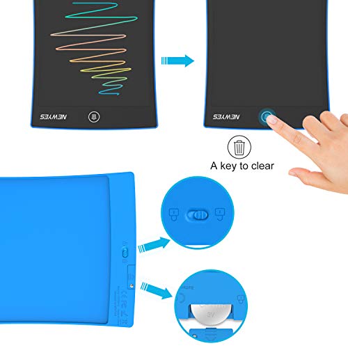 NEWYES Tableta de Escritura LCD a Color, Pizarra Digital, Tablet para Dibujar para Niños 8.5 Pulgadas (Azul)