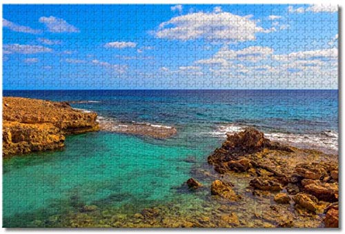 Nicoole Chipre Ayia Napa Blue Lagoon Rompecabezas para adultos Niños 1000 piezas Juego de rompecabezas de madera para regalos Decoración del hogar Recuerdos especiales de viaje