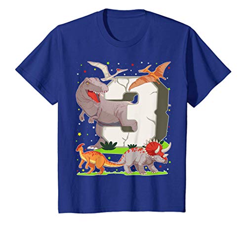 Niños 3 Años Para Regalo De Cumpleaños Figuras de Dinosaurio Camiseta