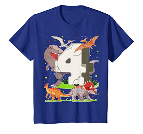 Niños 4 Años Para Regalo De Cumpleaños Figuras de Dinosaurio Camiseta