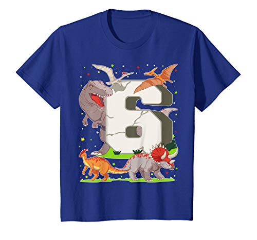 Niños 6 Años Para Regalo De Cumpleaños Figuras de Dinosaurio Camiseta