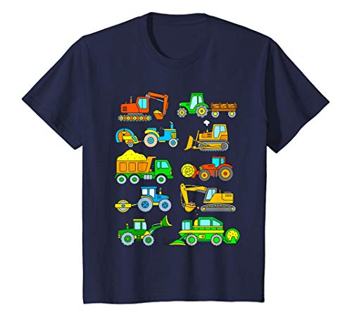 Niños Tractor Excavadora Cosechadora Camion Volquete Granja Obra Camiseta