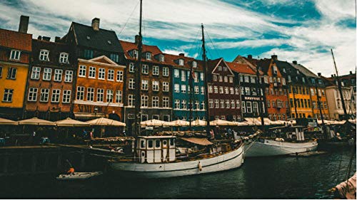 NOBRAND Rompecabezas Rompecabezas 1000 Piezas Barcos Edificios Mar Copenhague Dinamarca para Niños Adultos